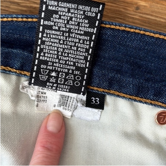 7 for All Mankind Straight Leg Standard Jeans Dark Wash 33 Waist EUC - Picture 9 of 9